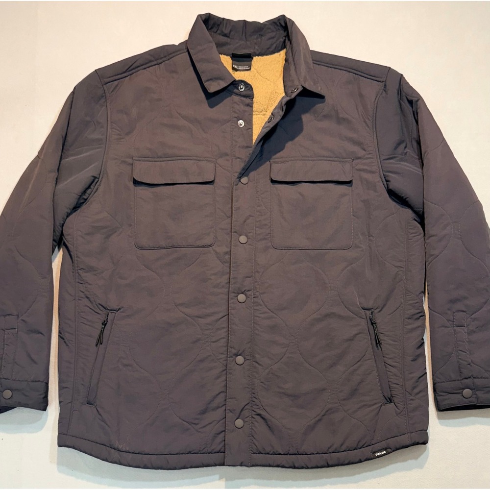 PrAna Mens Quilted Fleece Lined‎ Button Down Jacket Size XXL